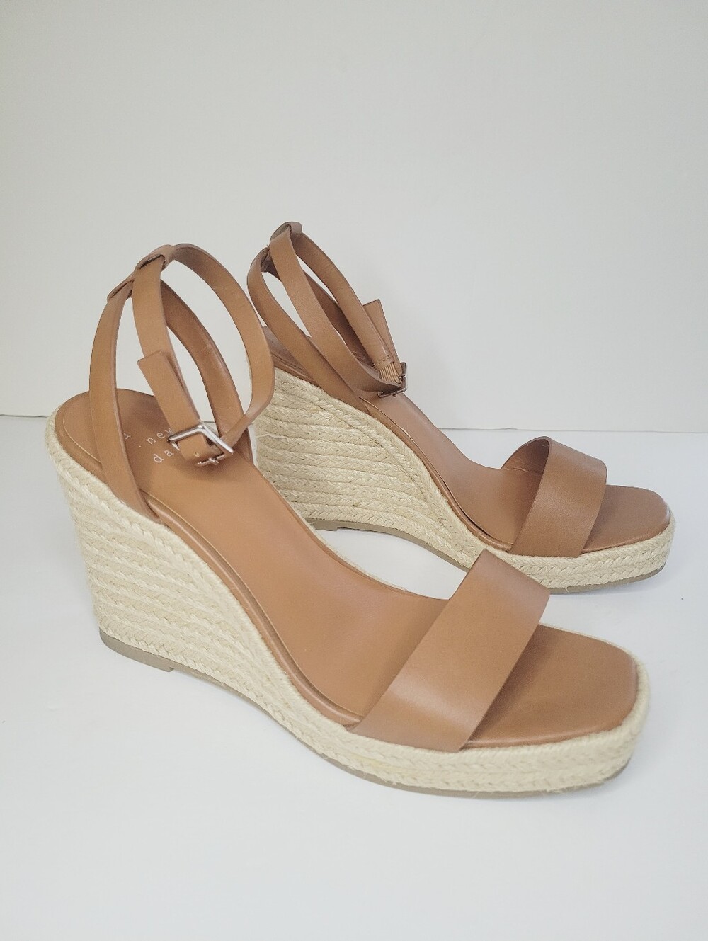 A New Day Platform Wedge Heels Women's Size 7 Tan Brown Strappy Cute Brunch
